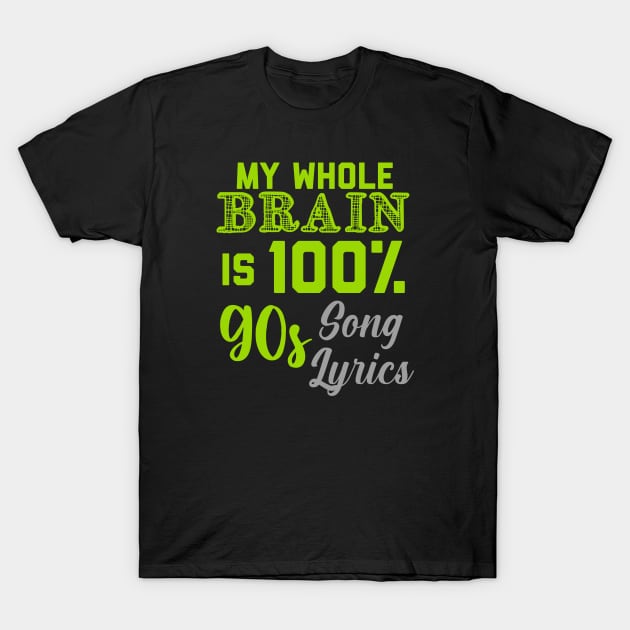 My Brain is 100% 90s Song Lyrics T-Shirt by alexwestshop